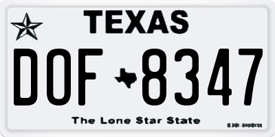 TX license plate DOF8347