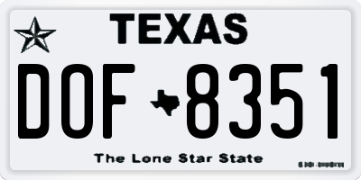 TX license plate DOF8351