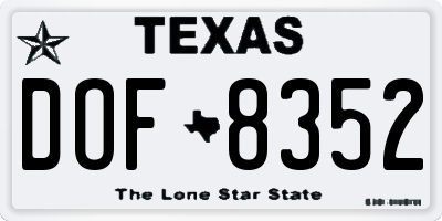 TX license plate DOF8352