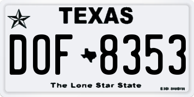 TX license plate DOF8353