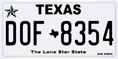 TX license plate DOF8354