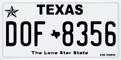 TX license plate DOF8356