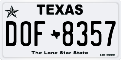 TX license plate DOF8357