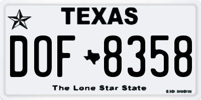 TX license plate DOF8358
