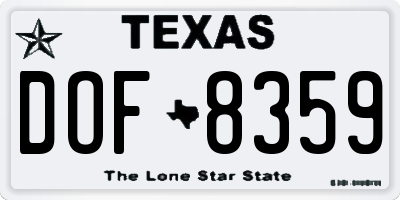 TX license plate DOF8359