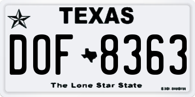 TX license plate DOF8363