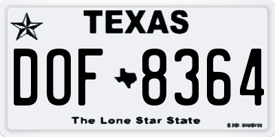 TX license plate DOF8364