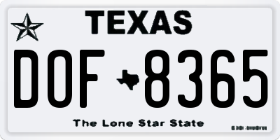 TX license plate DOF8365