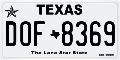 TX license plate DOF8369