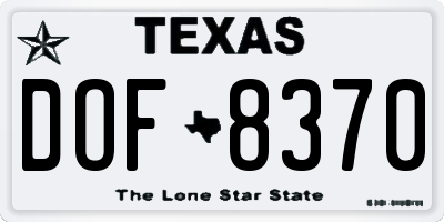 TX license plate DOF8370