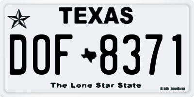 TX license plate DOF8371