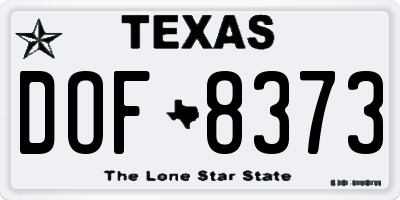 TX license plate DOF8373