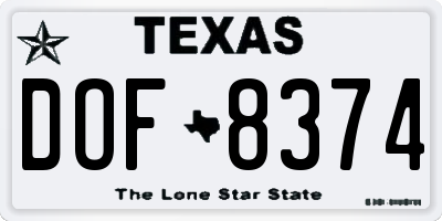 TX license plate DOF8374