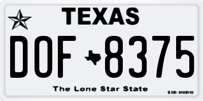 TX license plate DOF8375