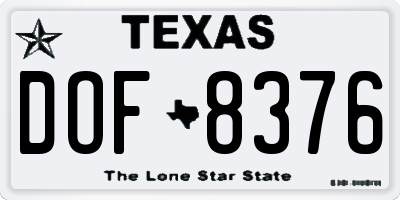 TX license plate DOF8376