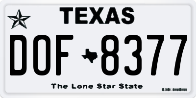 TX license plate DOF8377