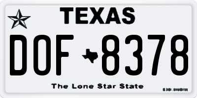 TX license plate DOF8378