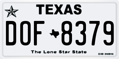 TX license plate DOF8379