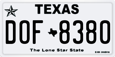 TX license plate DOF8380
