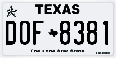 TX license plate DOF8381