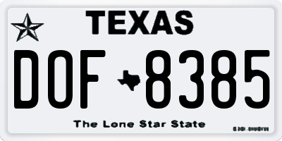 TX license plate DOF8385