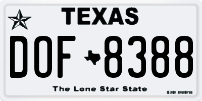 TX license plate DOF8388