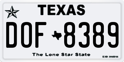 TX license plate DOF8389