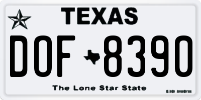 TX license plate DOF8390