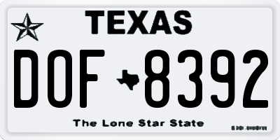 TX license plate DOF8392