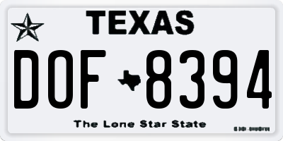 TX license plate DOF8394