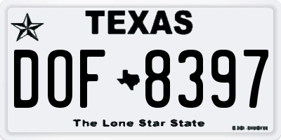 TX license plate DOF8397