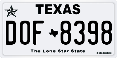 TX license plate DOF8398