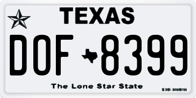 TX license plate DOF8399