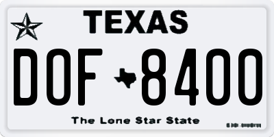 TX license plate DOF8400