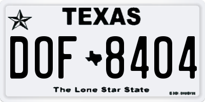 TX license plate DOF8404