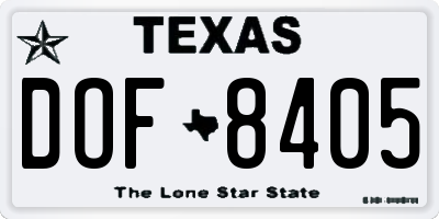 TX license plate DOF8405