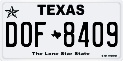 TX license plate DOF8409