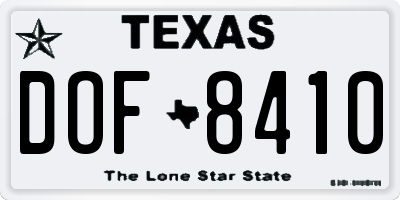TX license plate DOF8410