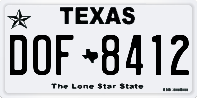 TX license plate DOF8412