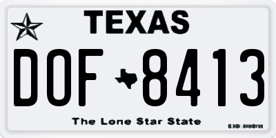 TX license plate DOF8413