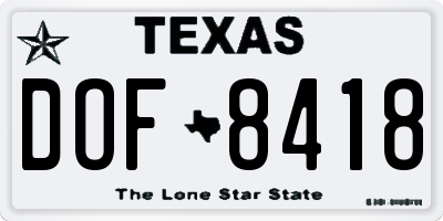 TX license plate DOF8418