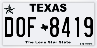 TX license plate DOF8419