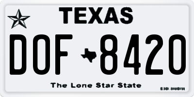 TX license plate DOF8420