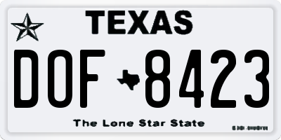 TX license plate DOF8423