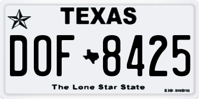 TX license plate DOF8425