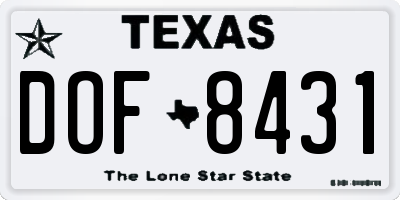 TX license plate DOF8431