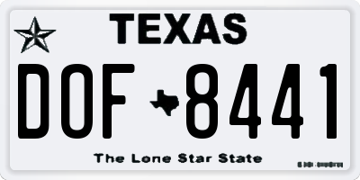TX license plate DOF8441