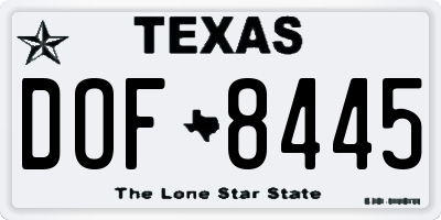 TX license plate DOF8445