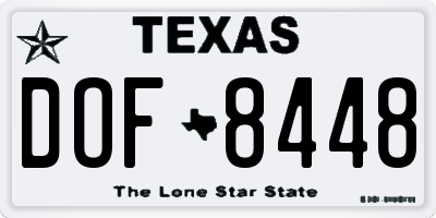 TX license plate DOF8448