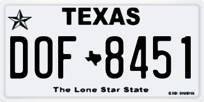 TX license plate DOF8451